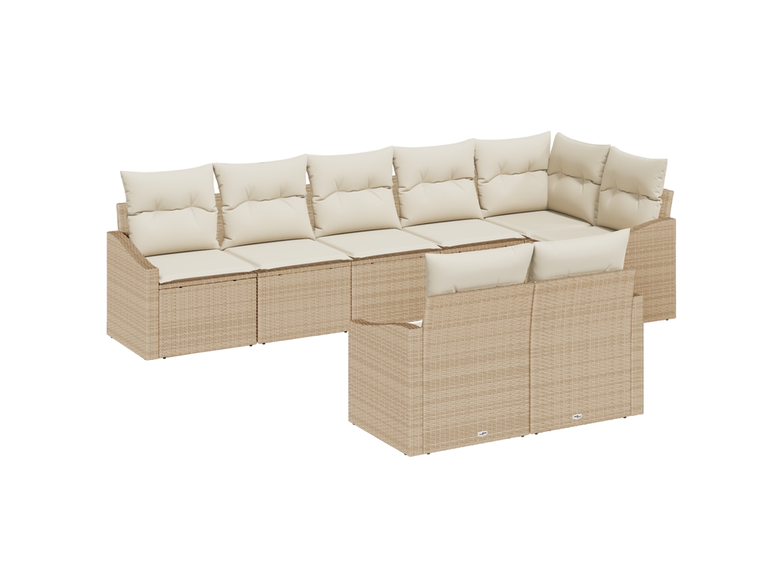 Conjunto 8 De Jantar Com Almofadas De Vidaxl Bege Rattan Polímero