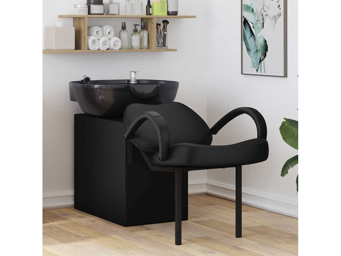 Vidaxl Cadeira De Shampoo Manual Preto 136 X 60 X 92 Cm Pvc