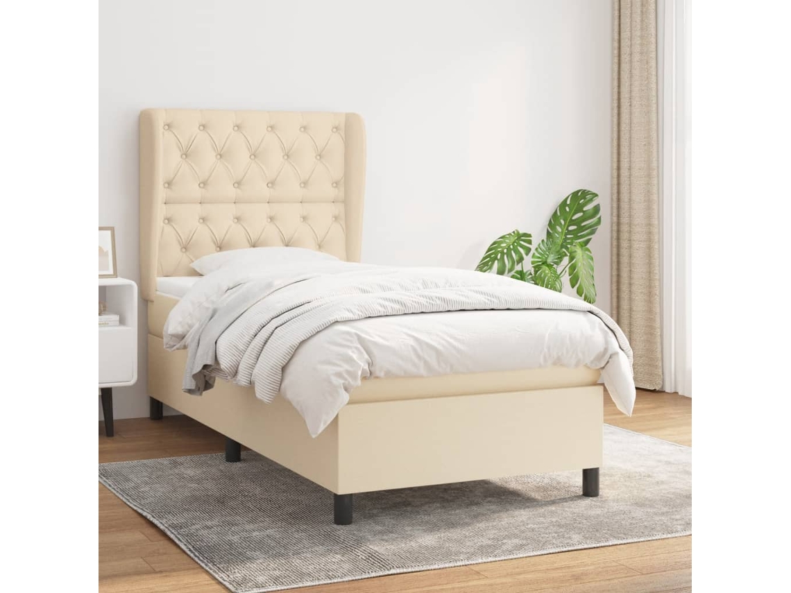 Vidaxl Cama Com Molas/colchão 80x200 Cm Tecido Cor Crème