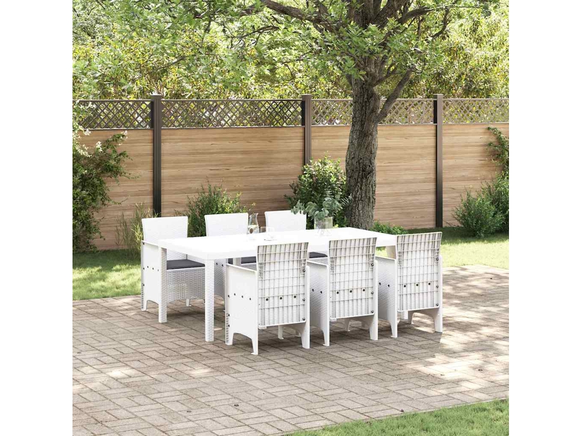 Vidaxl Conjunto De Jantar Para Jardim 7 Unid. Branco Polipropileno