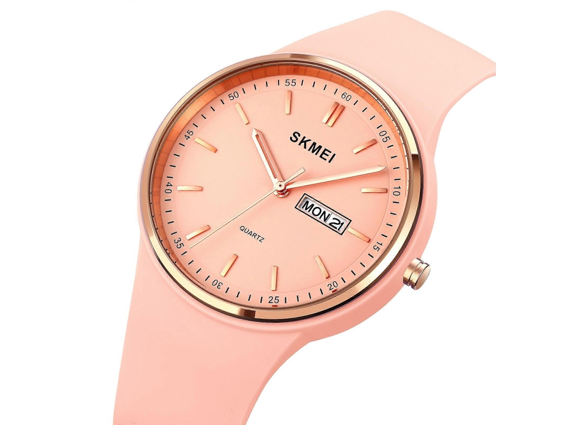 Relógio Feminino Skmei 1747 Com Mostrador Simples Em Escala De Barras, Pulseira De Silicone E Mecanismo De Quartzo.
