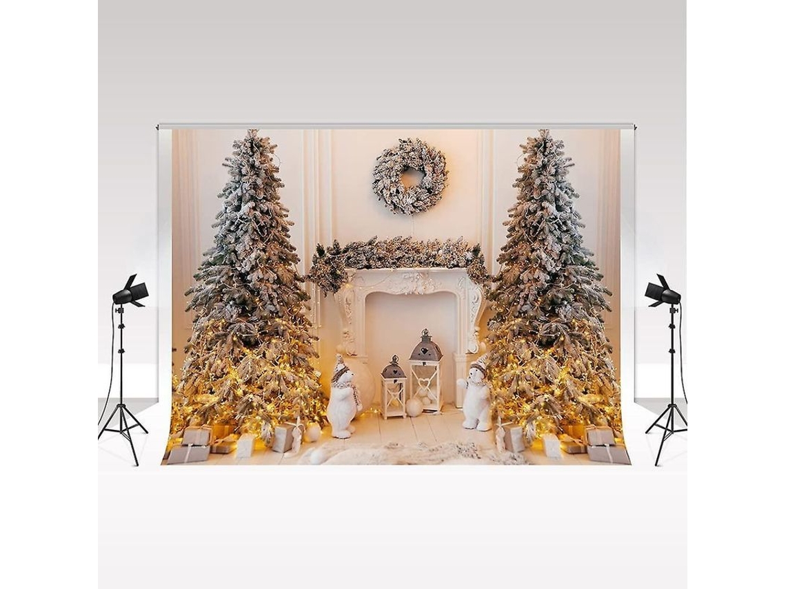 Fondo Navideño Kate Para Fotografía Árbol De Navidad Chimenea Blanca Fondo De Estudio De Foto