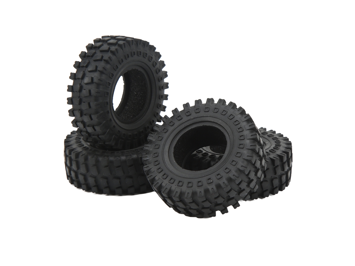 Mali 4pcs Pneus de Borracha para Rc 1.25 Polegadas Acessórios para Axial 1/24 Scx24 Fms 1/24 Fcx24 Preto
