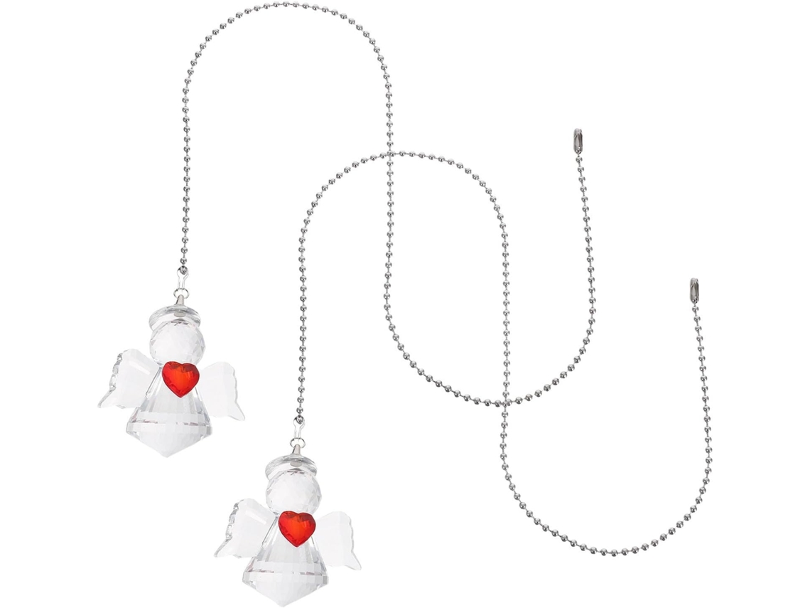 Conjunto De 2 Pingentes Anjo Com Luz Cristal Para Ventilador Teto,