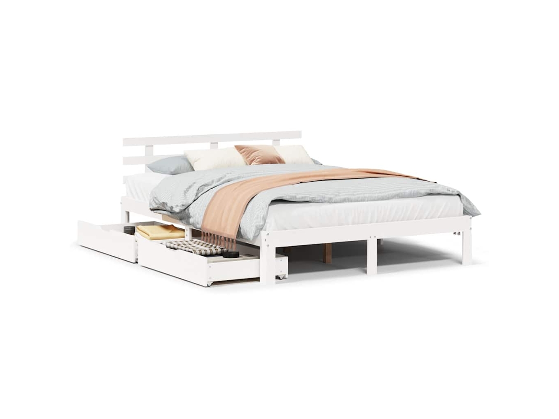 Bed Frame, Bed Frames Vidaxl Branco Madeira De Pinho (160 X 200 Cm)