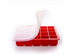 Bandeja de Gelo de Silicone com 20 Compartimentos Vermelho com Tampa ZMDECQNA