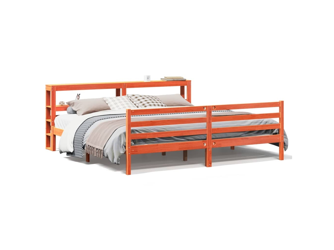 Cama Sem Colchão 200x200 Cm Pinho Maciço Castanho mel MAISON EXCLUSIVE