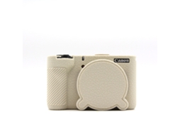 Capa Protetora Silicone HEXINYIGJLY para Canon Powershot V1antirriscos, Acesso Tripé, Tampa de Lente Bege
