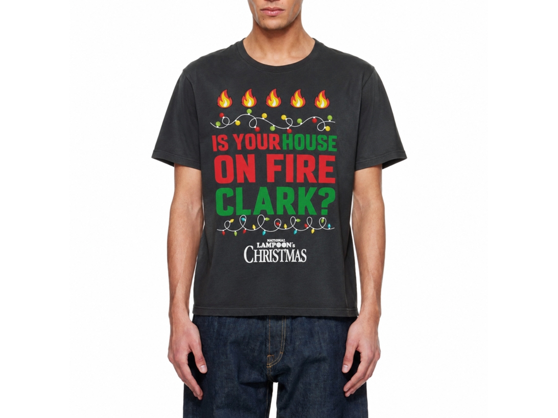 Rockinstone National Lampoon's Christmas Vacation House On Fire T-shirt Size:xl