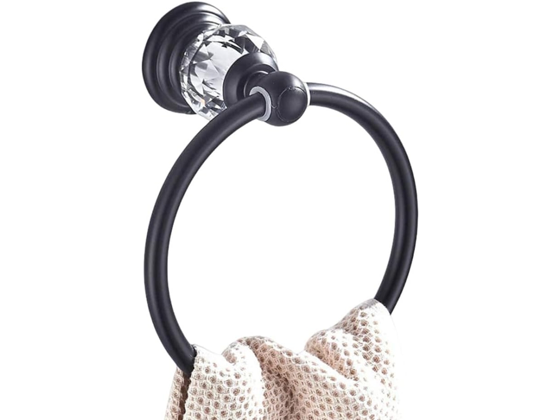 Conjunto De Acessórios Banheiro Luxo Preto Com Barra Toalha Retrátil Cristal, Suporte De Papel Higiênico Parede Com