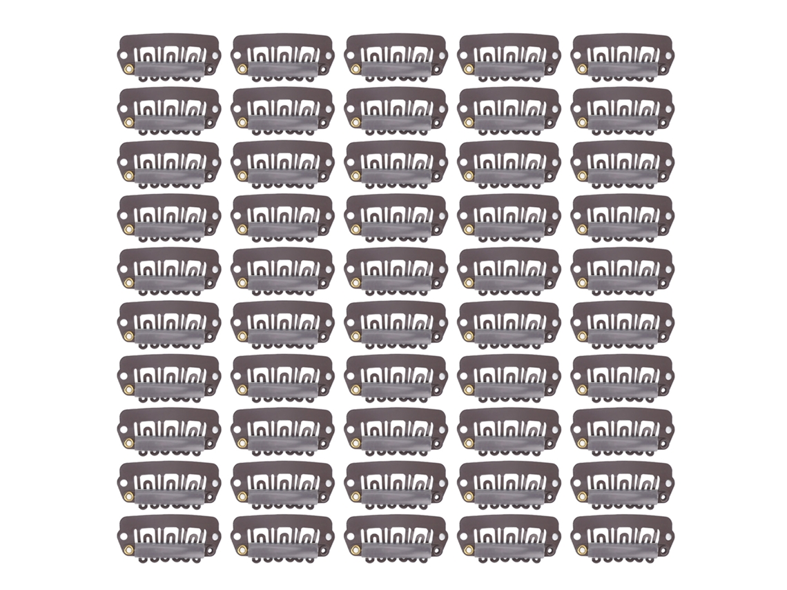 50 Clips De Metal Para Perucas - Marrom Escuro