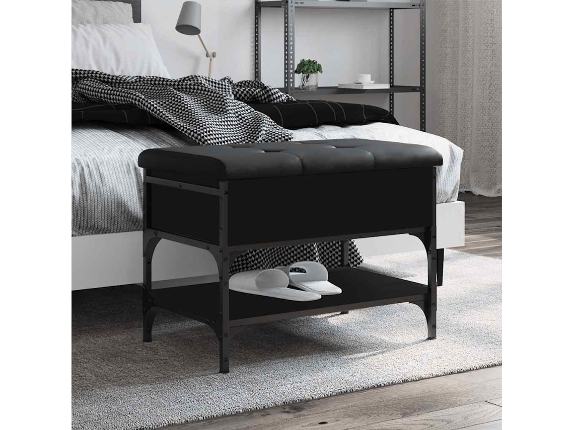 Vidaxl Banco Sapateira 62x42x45 Cm Derivados De Madeira Preto