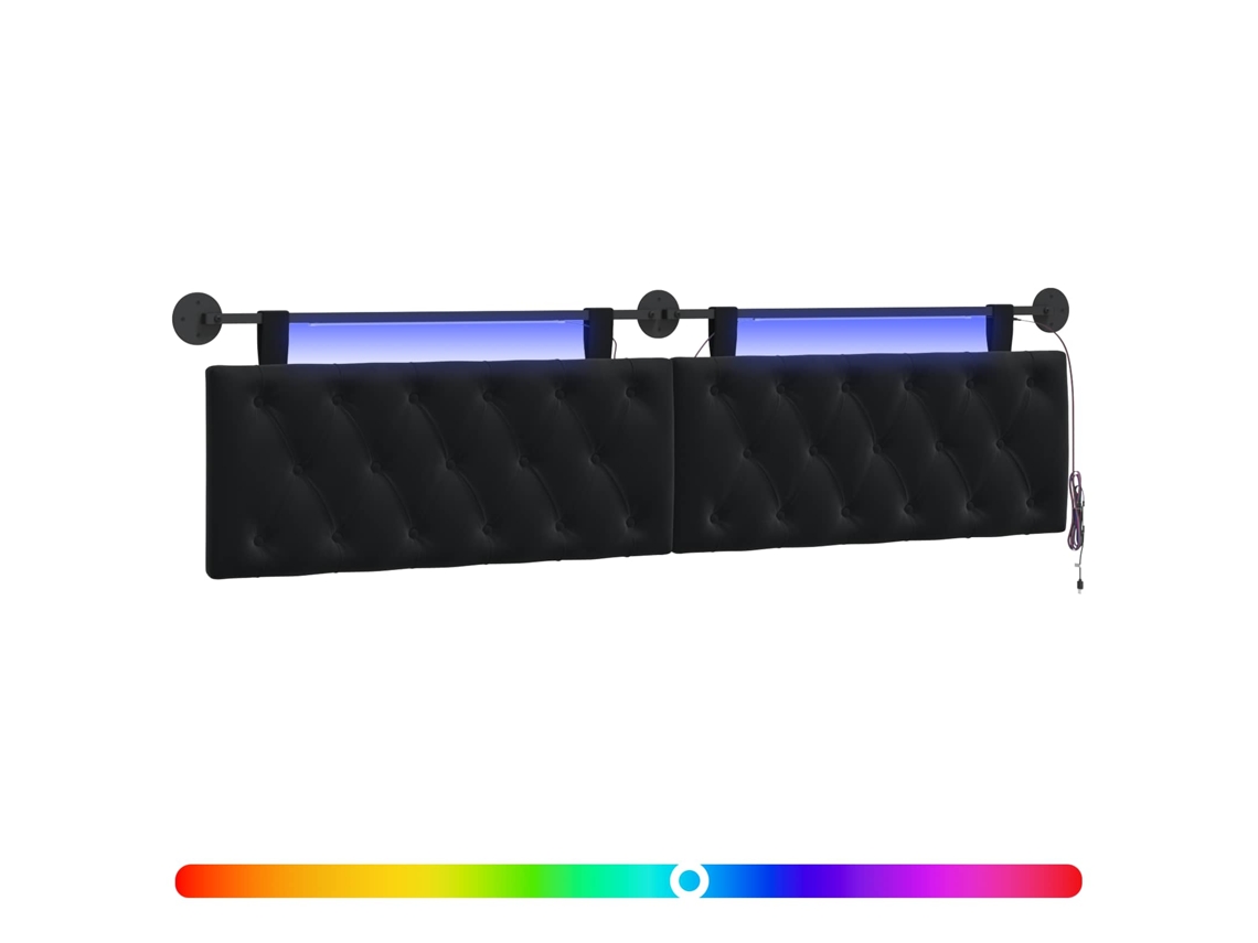 Conjunto 1 Cabeceira Moderna Vidaxl Preto Veludo (210 X 55 X 7 Cm)