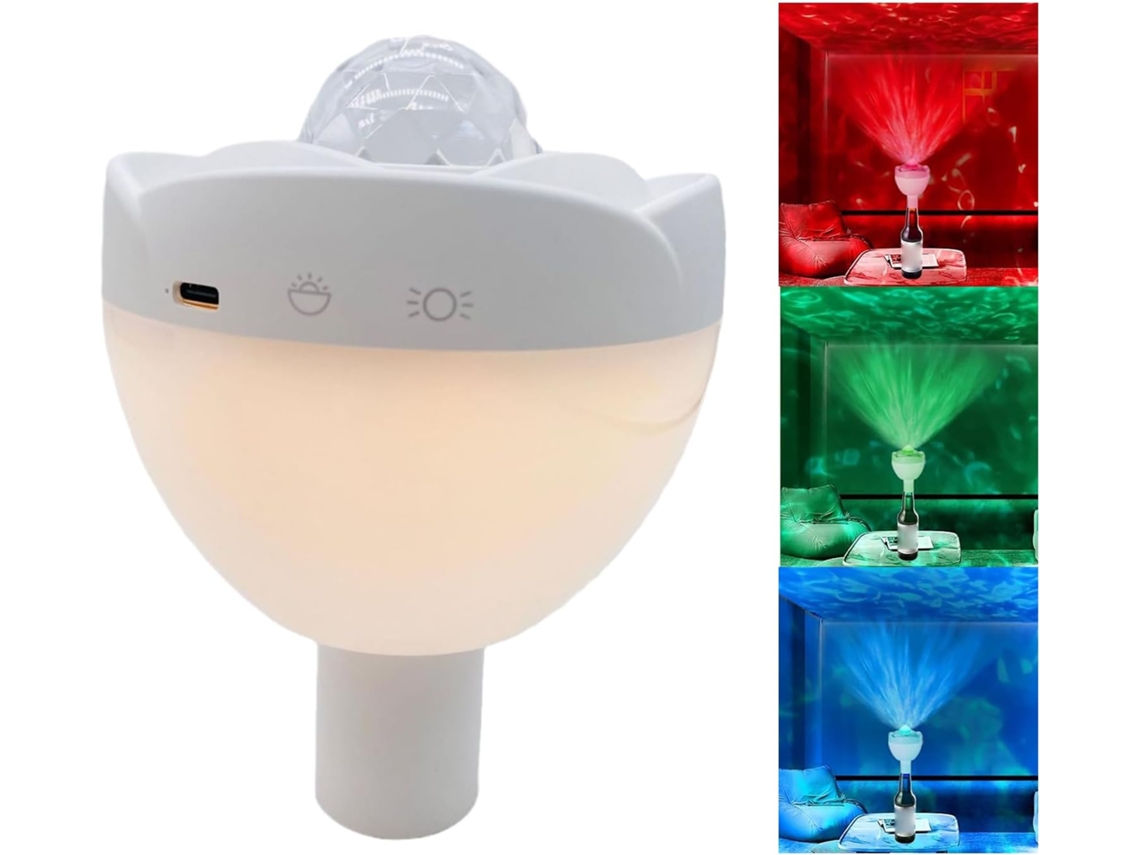 Luminária de mesa em formato de garrafa de vinho com LED, 3 núcleos e regulagem de intensidade.