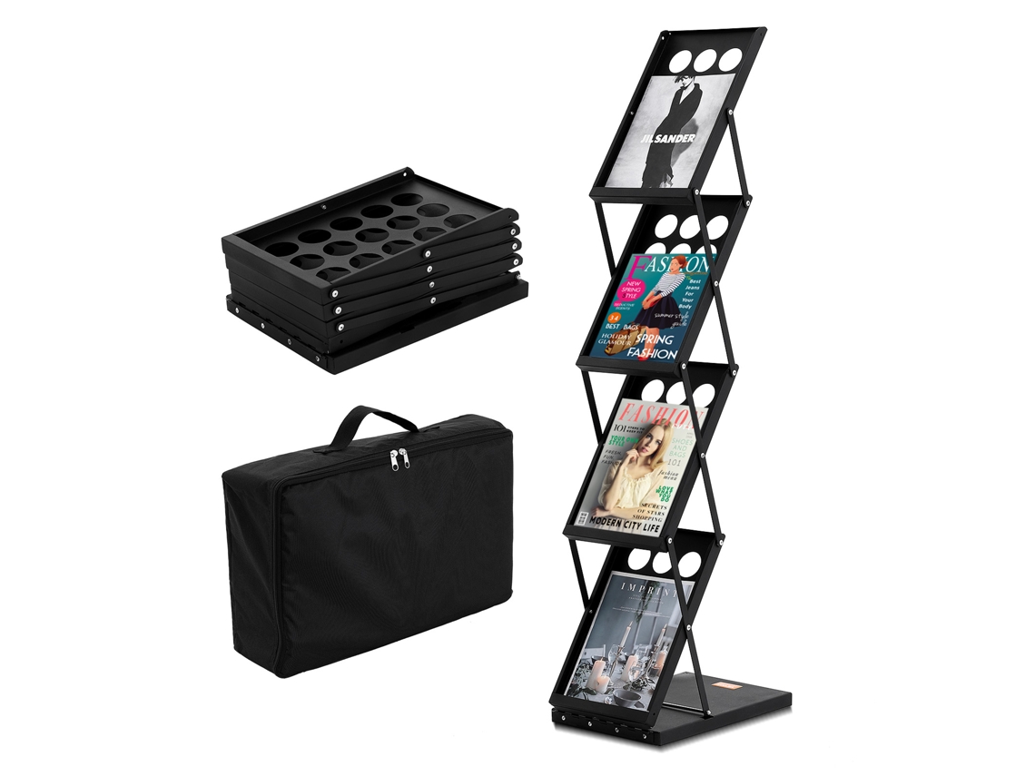 Suporte de Exposição Dobrável para Revistas VEVOR 4 Bolsos Folheto Literatura Expositor
