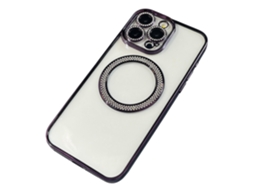 Capa Para Iphone 15 Pro Compatível Com Magsafe Com Decoração Em Strass Tpupc