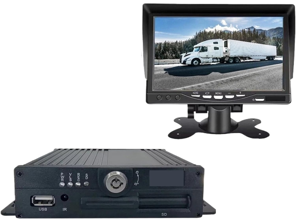 Tela de 7 Polegadas com Resolução 1080p, Câmera Frontal e Lateral de Ré, Visão de 360°, Carcaça SFUSHOS
