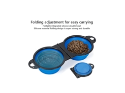 Tigela Dupla Dobrável 2 em 1 para Cães, Portátil, para Animais de Estimação, em Silicone, Ideal para Viagens, Passeios Ao Ar Livre AQUAFORGE