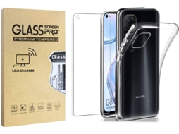 Capa e Película Vidro Temperado Huawei P40 Lite LOJA CHARGER Transparente
