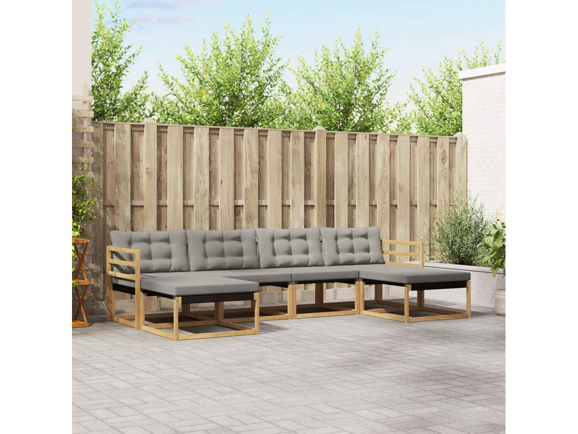 Vidaxl Conjunto De Sofás Para Exterior 6 Unid. Branco E Cinzento-claro