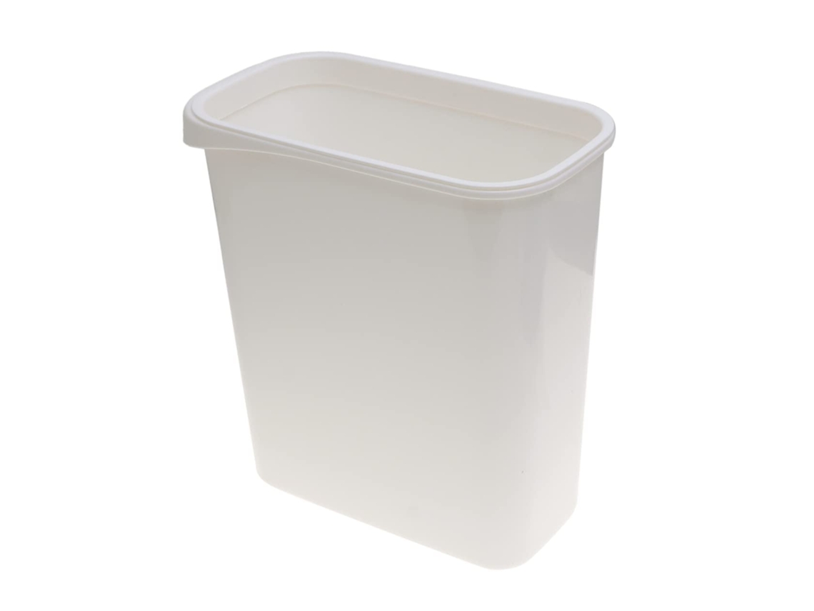 Lixeira Compacta Retangular Branca Mini da Garneck, Recipiente de Lixo Plástico Resistente a Impactos, para Es