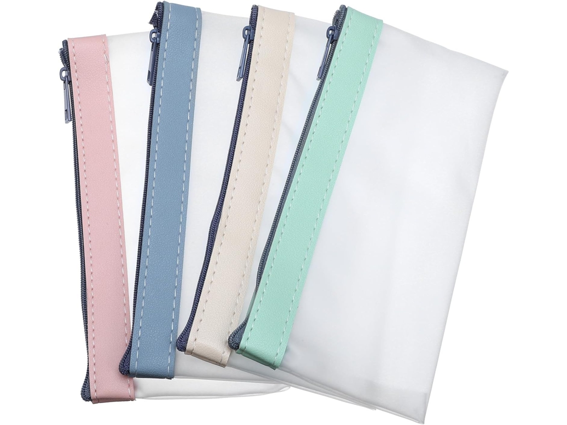 4 Estojo em Pvc, Transparente Multifuncional, Durável, para Material Escolar, com Zíper CHABERLU