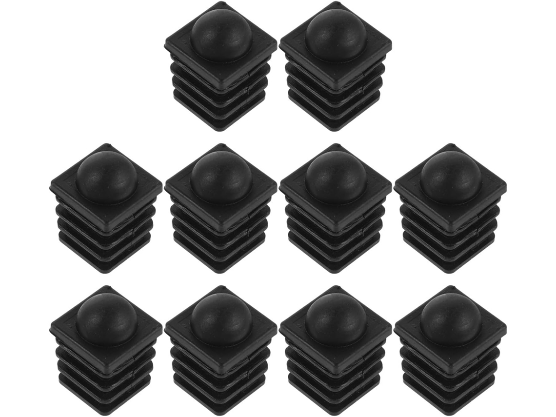 Conjunto De 10 Peças De Tampas De Mesa Em Pp Para Pés De Mesa De Camping Quadrados De 20 Mm, Pretas.