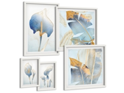 Conjunto De Pinturas Flores Estilosas Delicadas Natureza Espelharte (5 Peças)