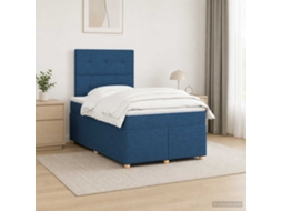 Vidaxl Cama Box Spring Com Colchão Azul 120 X 200 Cm Tecido