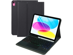 Capa Com Teclado Para Ipad 10th/11tha16 Geração, Retroiluminação Em Cores Do Arco-íris, Teclado Destacável Preto Hexinyigjly