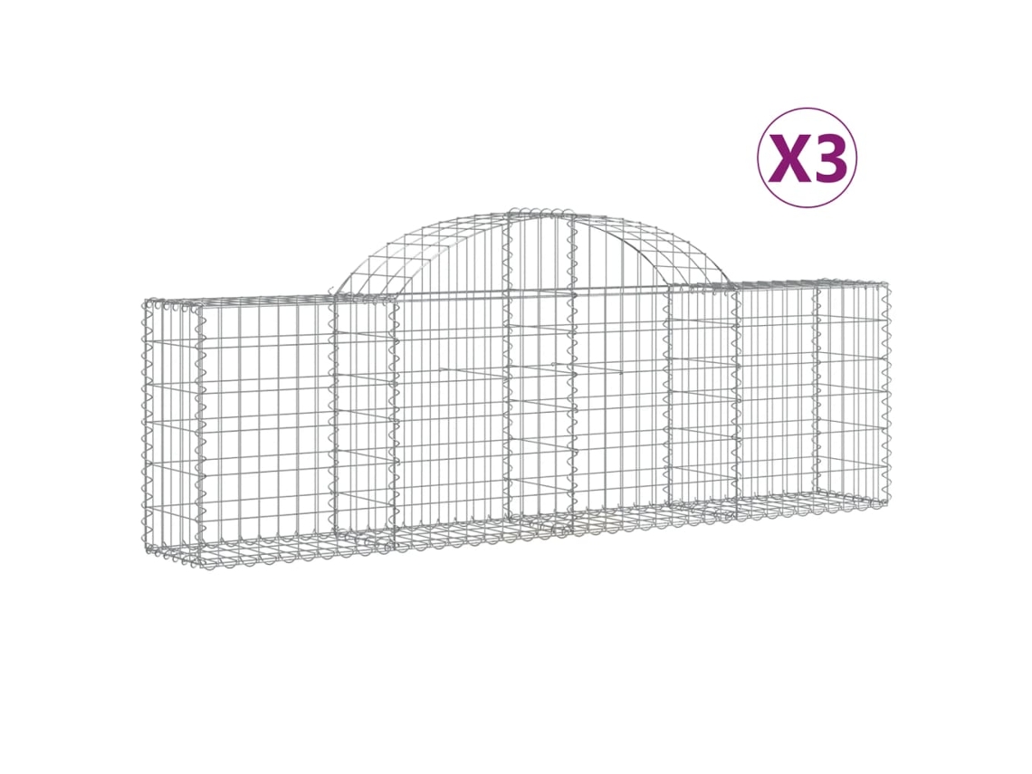 Gabion Basket, Gabion Baskets Vidaxl Prateado Ferro (200 X 30 X 60/80 Cm)