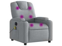 Poltrona De Massagens Reclinável Tecido Vidaxl Cinzento-claro
