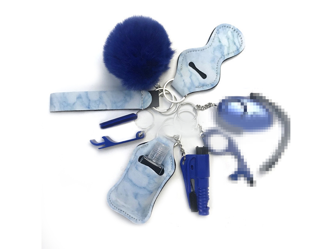 Ferramenta Chaveiro de Pulso-5# Conjunto 10 Mármore Azul Chaveiros Pulso Segurança para Mulheres com UISAVE