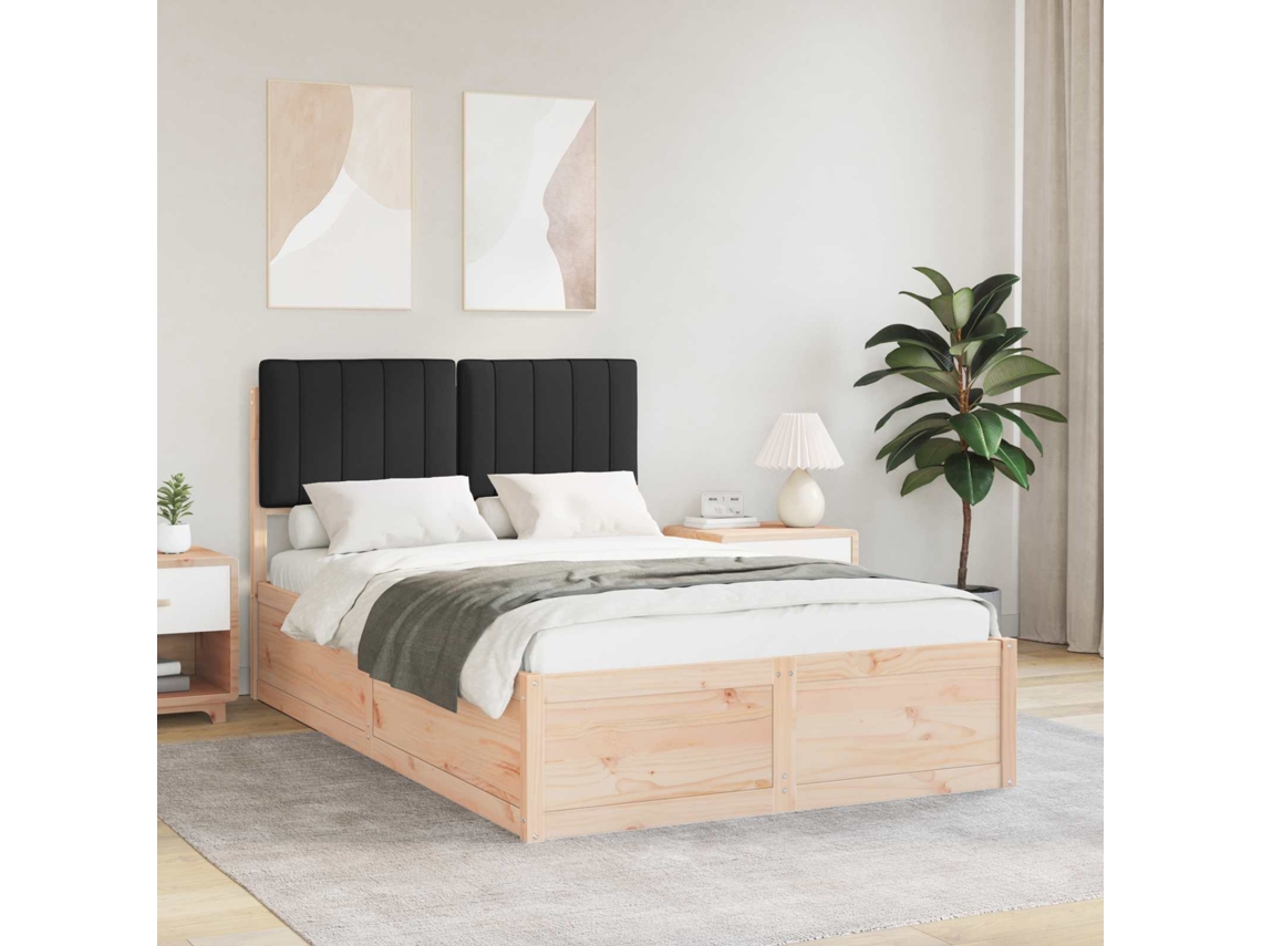 Vidaxl Estrutura De Cama Com Cabeceira Estofada Preto 120 X 190 Cm