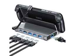 Estação de encaixe Steam Deck Steam 6 em 1 Dock Stand com HDMI 2.0 4K 60Hz Gigabit Ethernet 3 USB A 3.0 e porta USB C PD Yizhood