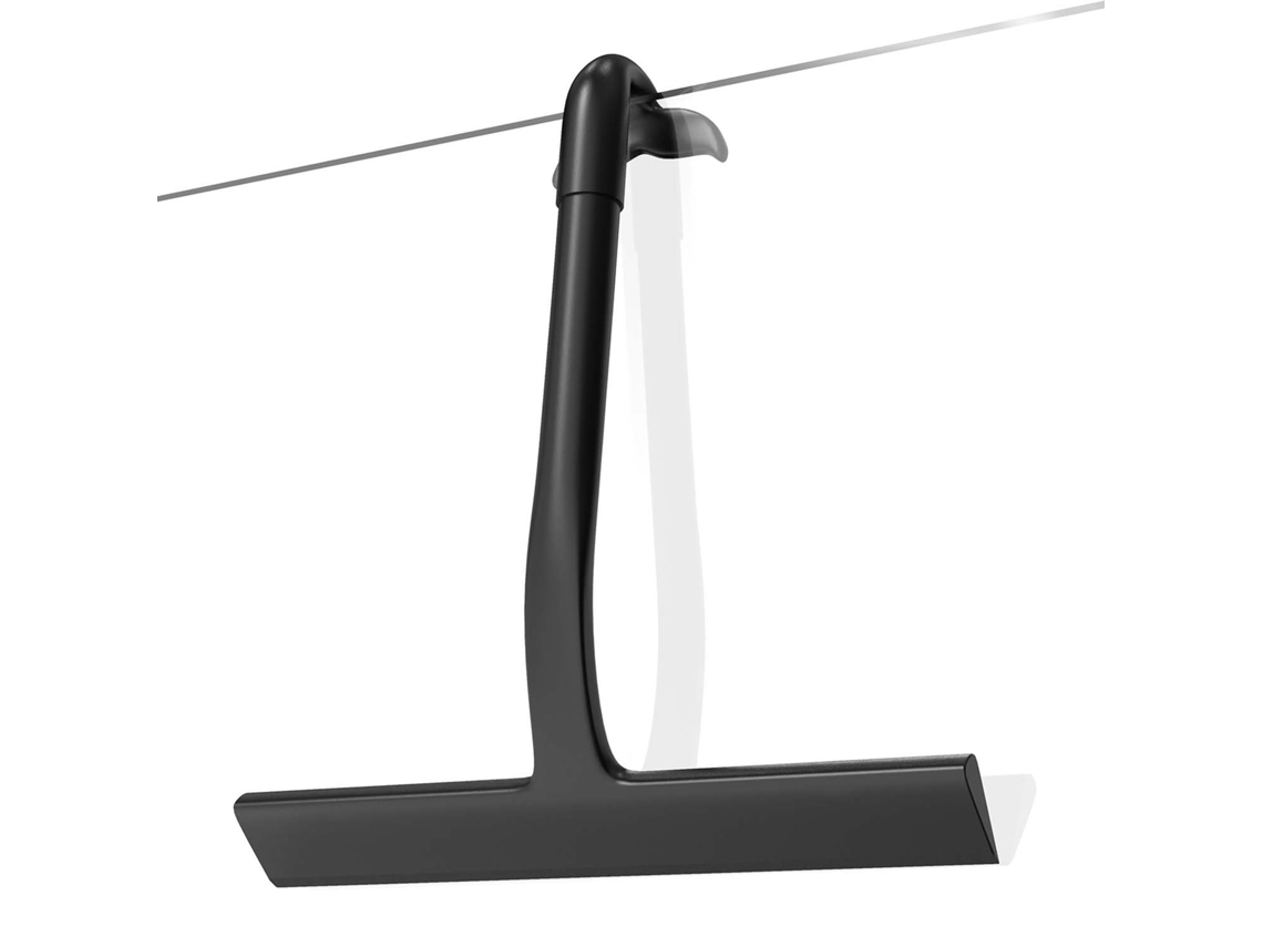Raspador De Chuveiro, Feito De Silicone Em Peça Única, Com Gancho Integrado Para Facilitar A Fixação E A Limpeza, 21 Cm, Preto