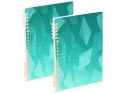 Conjunto de 2 Cadernos Composição Abstratos Azul petróleo, Tamanho A5, 21,1 X 14,5 Cm, Material Escolar Duráve