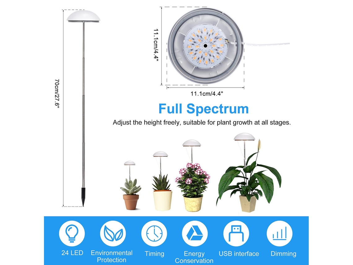 Lâmpada Led Para Cultivo De Plantas Em Vasos, Espectro Completo, Altura Ajustável, 5 Níveis De Brilho. Aquaforge