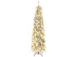 Árvore Natal Estreita 225cm Neve Led Temporizador 11 Modos Verde