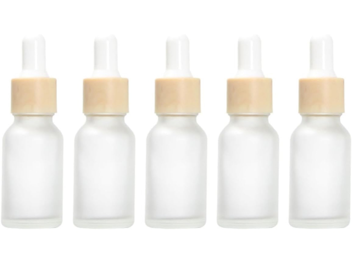 Frascos Conta-gotas Com Ponta De Borracha E Vidro Fosco, Pacote Com 5 Unidades, 15 Ml