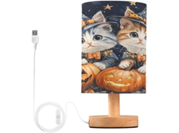 Abajur De Cabeceira Skyshu Em Formato Gato Fofo Para O Halloween, Pequeno Abajur De Mesa Led, Abajur De Cabeceira Usb