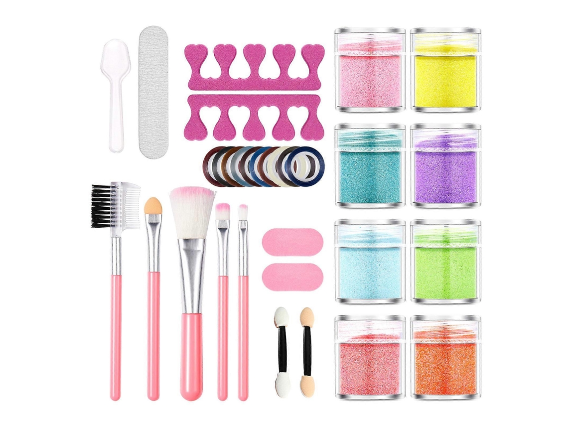 Kits De Nail Art Com Lixas, Pincéis, Glitters, Pó, Decorações Para Nail Art, Glitters Para Nail Art Para Mulher Hengrongshen