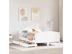 Vidaxl Cama Sem Colchão 140x190 Cm Madeira De Pinho Maciça Branco