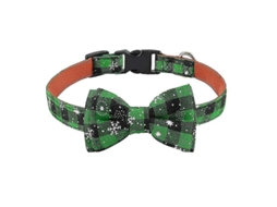 Laco De Gravata Para Cães E Gatos - Ajustável, Material Macio, Padrões Clássicos E Fácil De Usar Green Snowflake