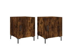Conjunto de Mesa Cabeceira 2pcs 40x40x50 cm Derivado de Madeira Carvalho Fumado MAISON EXCLUSIVE