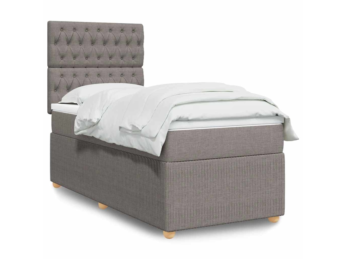 Vidaxl Cama Com Molas/colchão 80x200 Cm Tecido Castanho-acinzentado