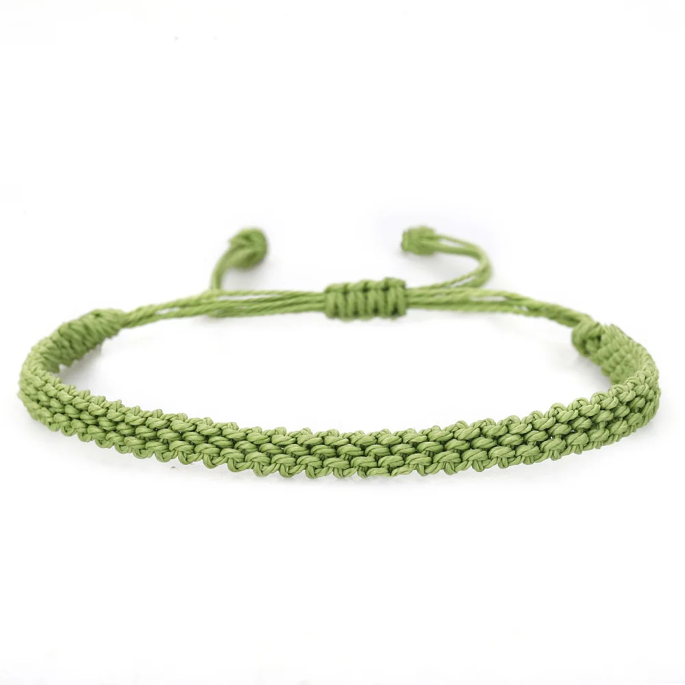Pulseira Ajustável Tecida À Mão, Pulseira de Corda Trançada Simples em Cor Sólida MDUG (verde Vidro)
