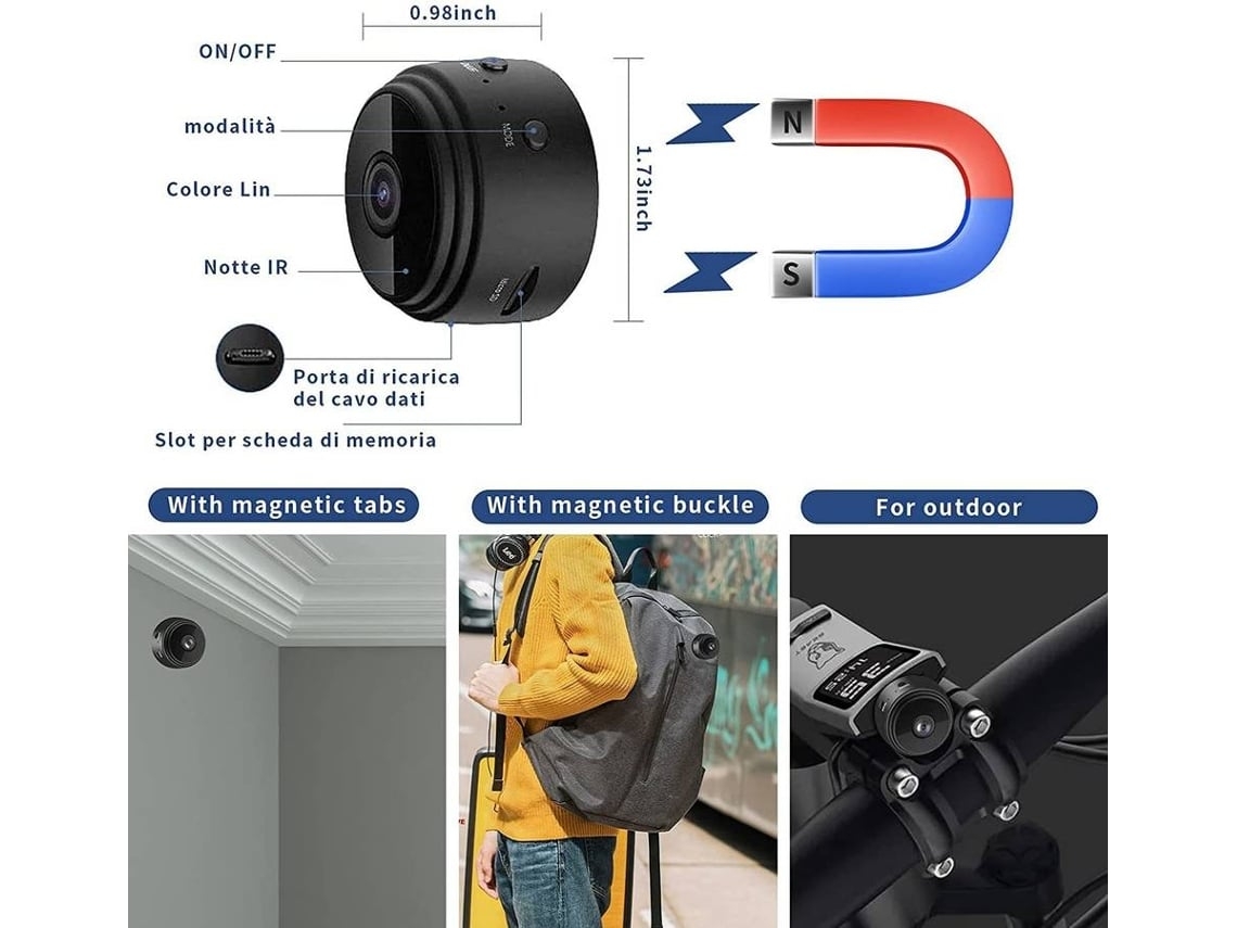 Câmera Sem Fio Mini A9 Câmera 4K Nanny Micro Night Vision Cams Ativada Por Notificações de Movimento Do Secret Surveillance Inside Home Preto YIZHOOD