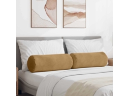 Vidaxl Almofadas De Apoio 2 Pcs Castanho Ø 25 X 70 Cm