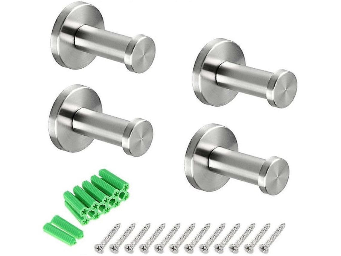 Conjunto de 4 Ganchos de Parede em Aço Inoxidável 304 Escovado para Roupas e Toalhas, Ideais para Banheiros, Lavabos e Armários, 5cm AQUAFORGE